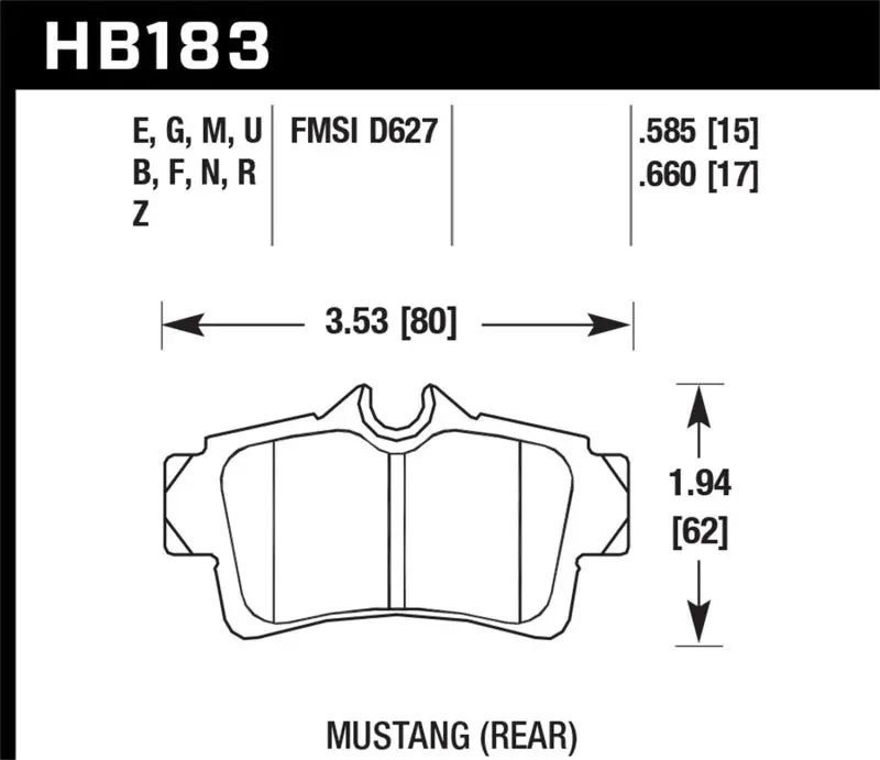 Hawk Hps Rear Brake Pads For 1999–2004 Ford Mustang Base (3.8L & 5.0L) 1
