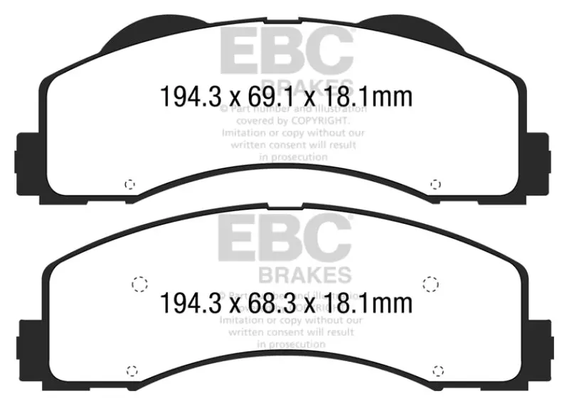 Ebc 15+ Ford F150 2.7 Twin Turbo (2Wd) Extra Duty Front Brake Pads 1