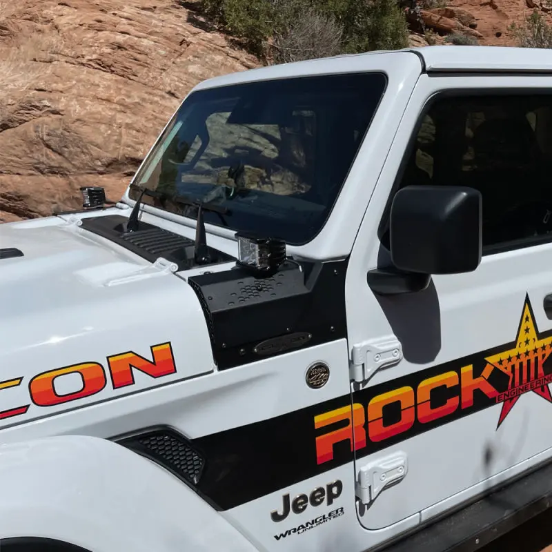 Rock Slide Engineering Led Cowl Light Brackets For 2021–2022 Jeep Jl & Jt – Mojave, Recon, And 392 Models 1