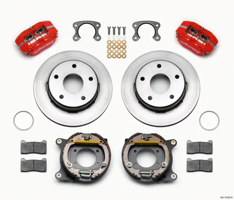 Wilwood Dynapro Parking Brake Kit – Red Lug-Mount System For Small Ford Applications (2.36" Offset, 5X5.5") 1