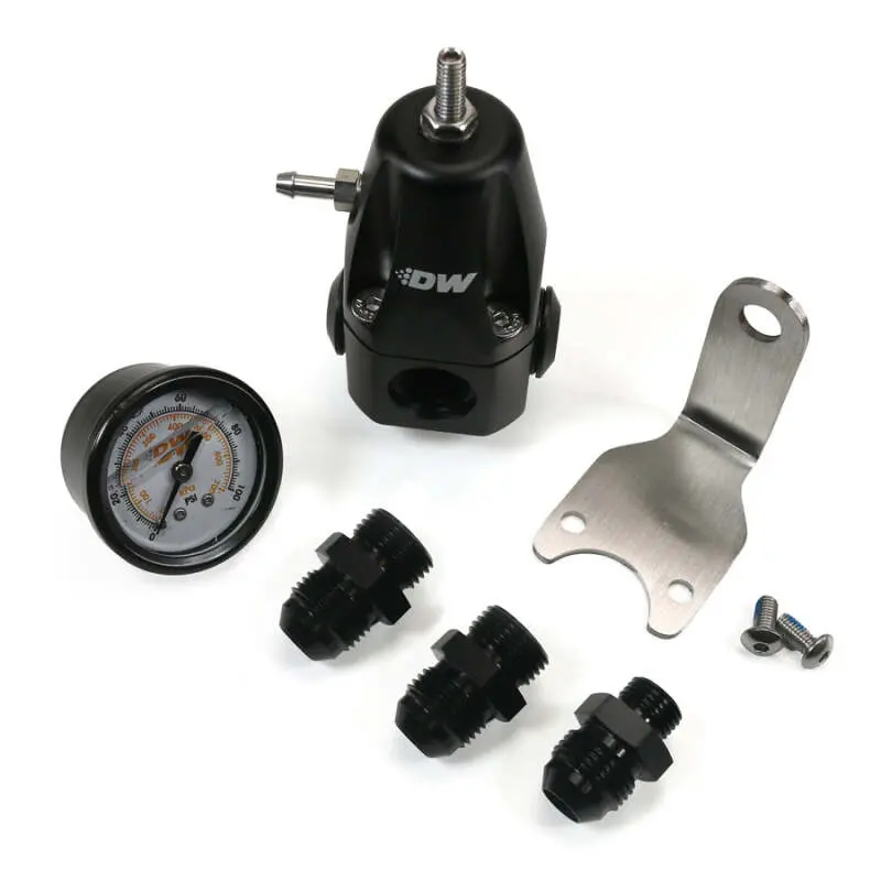 Deatschwerks Dwr1000 Adjustable Fuel Pressure Regulator With Integrated Gauge And -8An Fittings – Black Anodized 1