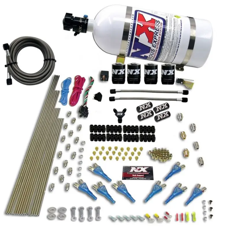 Nitrous Express 8 Cyl Shark Direct Port 4 Solenoids Nitrous Kit (200-600Hp) W/10Lb Bottle 1